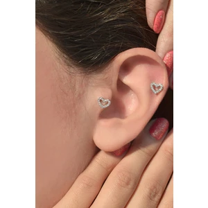 Sacce Scarves & Accessories Gümüş Kalp Tasarımlı, Tragus, Helix Ve Kıkırdak İçin Şık Piercing Takısı