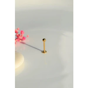 Top Uçlu Çelik Piercing Dudak Dil 10 mm Gold