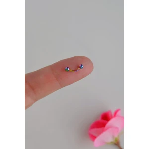 6 mm Hologram Renkli Çelik Toplu Piercing Tragus Helix Kıkırdak Lob Kaş