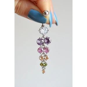 Sacce Scarves & Accessories Sacce Scarves&Accessories Çelik Su Yolu Çok Renkli Işık Seli Sallantılı Göbek Piercingi