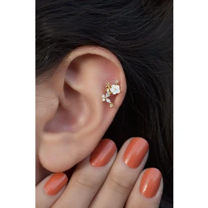 Gold Manolya Çiçek Piercing Helix Kıkırdak