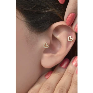 Sacce Scarves & Accessories Altın Kalp Tasarımlı, Tragus, Helix Ve Kıkırdak İçin Şık Piercing Takısı