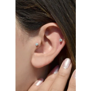 Taşlı Top Uçlu Çelik Piercing Tragus Helix Kıkırdak 6 mm Gold