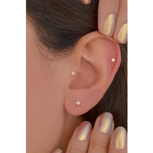 Gold Çelik Yıldız Piercing 8 mm Tragus Helix Kıkırdak Conch