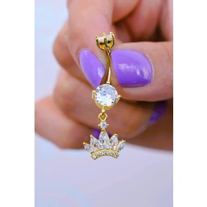 Çelik Prenses Tacı Göbek Piercing Gold