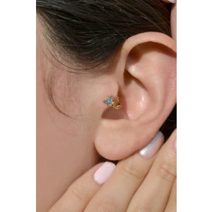 Mavi Kelebek Tragus Piercing Gold Renk