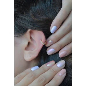 Sacce Scarves & Accessories Sacce Kalp Model Taşlı Halka Piercing Kadınlar İçin Rodyum Kaplama 7 mm Kıkırdak Küpesi