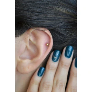 Sacce Scarves & Accessories Iki Ucu Top Çelik Piercing Helix Kıkırdak 6 mm Gold