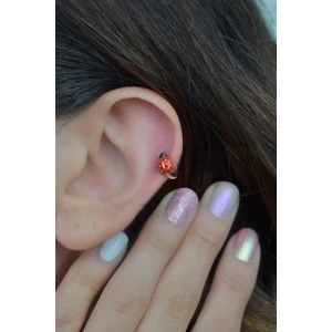 Sacce Scarves & Accessories Uğur Böceği Halka Piercing Helix Kıkırdak Tıbbi Altın Kaplama 7 mm İç Çap