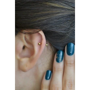 İki Ucu Top Çelik Piercing Kaş Helix Kıkırdak 8 mm Gold