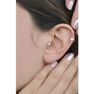 Sacce Scarves & Accessories Beyaz Kalp Detaylı Halka Tragus Ve Kıkırdak Piercing Küpesi Takı Modeli