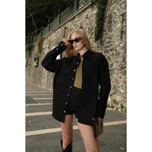 Banny Jeans Kadın Oversize Jean Gömlek Siyah