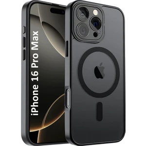 iPhone 16 Pro Max Kılıf Siyah Magsafe Wireless Şarj Özellikli Kamera Lens Korumalı Mat Silikon