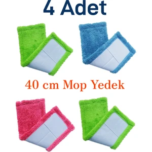 4 Adet 40 cm Mop Yedek Bezi Mikrofiber Mop Bezi Mop Yedeği