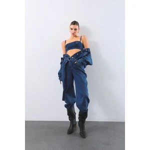 Banny Jeans Kadın Oversize Jean Tulum Koyu Mavi