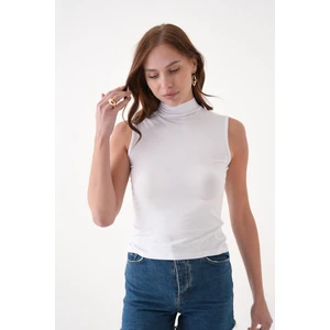 Kadın Krem Kolsuz Body / Bluz Tesettüre Uygun Q005K