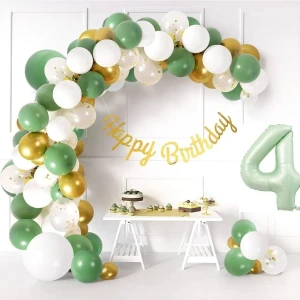 Adaçayı Yeşili Rakam Folyolu Soğum Günü Yaş Balon Zincir Doğum Günü Parti Seti Süsü