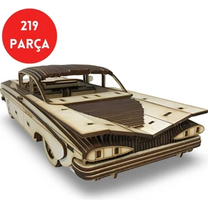 219 Parça 1959 Chevy Impala Ahşap Maket - 3D Ahşap Retro Araba Modeli
