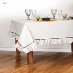 Ham Keten Özel Seri Fırfırlı Masa Örtüsü