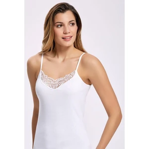 Güpürlü İp Askılı Beyaz Kadın Atlet   5 Adet