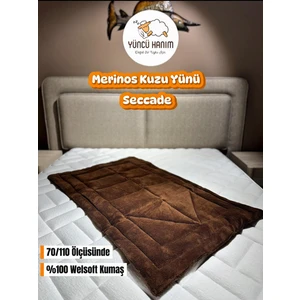 %100 Yün Dolgulu, Kahve Renkli Welsoft Yüzey 70 x 110 cm Ebat Seccade
