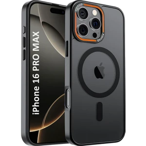 Apple iPhone 16 Pro Max Kılıf Siyah Magsafe Kablosuz Şarj Özellikli Mat Silikon Kapak