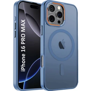 Apple iPhone 16 Pro Max Kılıf Açık Mavi Magsafe Kablosuz Şarj Özellikli Mat Silikon Kapak