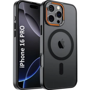 Apple iPhone 16 Pro Kılıf Siyah Magsafe Wireless Şarj Özellikli Mat Silikon Kapak
