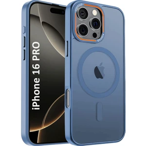 Apple iPhone 16 Pro Kılıf Açık Mavi Magsafe Wireless Şarj Özellikli Mat Silikon Kapak