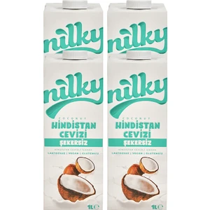 Nilky şekersiz  Hindistan Cevizi Sütü Glütensiz Bitkisel Bazlı Laktosuz Vegan4x1 lt