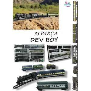 Brother Toys Dev Boy Pilli Sesli ve Işıklı 33 Parça Klasik Tren Oyuncak Lokomotif Seti