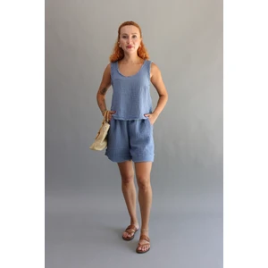 Müslin Saçaklı Şort
