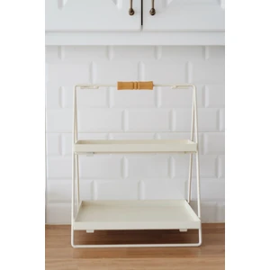 Dekorz Dükkan Krem Galvaniz Metal Gövde Ve Ahşap Kulplu Dekoratif Stand, Mutfak Sunum Ve Servislerde Şık Kullanım