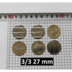 3/3 Çeltikli 27/2 mm Oyun Makineleri & Langırt Jetonu ( 100 Adet )
