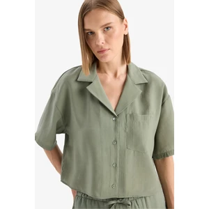 Loose Fit Ceket Yaka Modal Kısa Kollu Gömlek F0399AX25SP