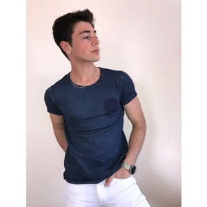 Unisex Bisiklet Yaka Baskılı Yıkamalı T-Shirt