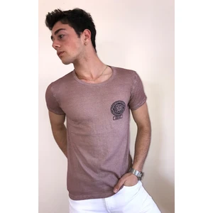 Unisex Bisiklet Yaka Baskılı Yıkamalı T-Shirt