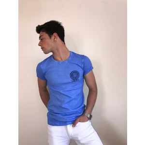 Unisex Bisiklet Yaka Baskılı Yıkamalı T-Shirt