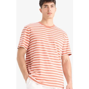 %100 Pamuk Regular Fit Bisiklet Yaka Kısa Kollu Çizgili Tişört E2637AX25SM