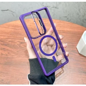 Samsung Galaxy A36 Kılıf Standlı Mika Magsafe Hassas Butonlu Metal Tuşlu + Kamera Lens Camı Hediyeli Set