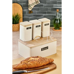 Ucr Home Retro Tarz Metal Ekmeklik ve Kavanoz Seti Ekmek Sepeti Ekmek Kutusu