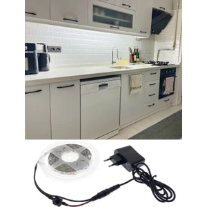 Mutfak Dolabı Tezgah Üstü 5 Metre Beyaz Şerid LED Işık Aç-Kapa Düğmeli
