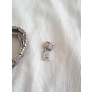 Çelik H Harfli Zirkon Taşlı Italyan Charm