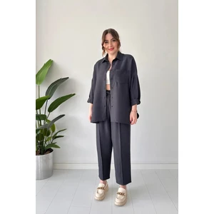 Gömlek Yaka Keten Ikili Takım Alt Üst