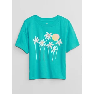 Kız Çocuk Mavi Grafikli T-Shirt