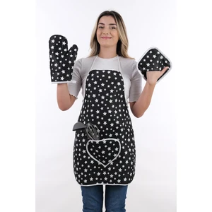 Trendy 3lü Set Sıvı Geçirmez Mutfak Önlüğü, Isıya Dayanıklı Fırın Eldiveni ve Tutacak Takımı