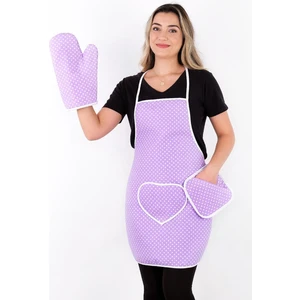 Trendy 3lü Set Sıvı Geçirmez Mutfak Önlüğü, Isıya Dayanıklı Fırın Eldiveni ve Tutacak Takımı