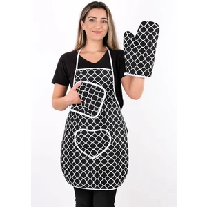 Trendy 3lü Set Sıvı Geçirmez Mutfak Önlüğü, Isıya Dayanıklı Fırın Eldiveni ve Tutacak Takımı