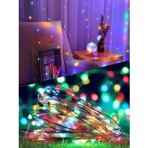 5 Metre Pilli Rgb Peri LED Ince Tel Dekoratif Lambası Renkli Dekor Perde Ledli Bahçe Oda Kafe Duvar