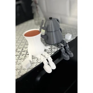 Çay Seti Demlik ve Bardak Dekoratif Figür Seti + 2 Adet Şeker Dahil